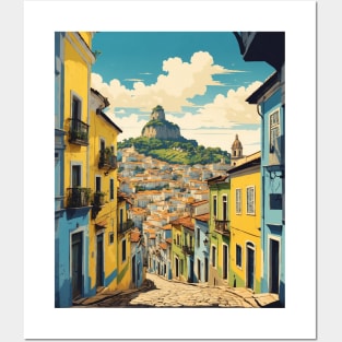 Salvador's Pelourinho Brazil Vintage Tourism Travel Poster Posters and Art